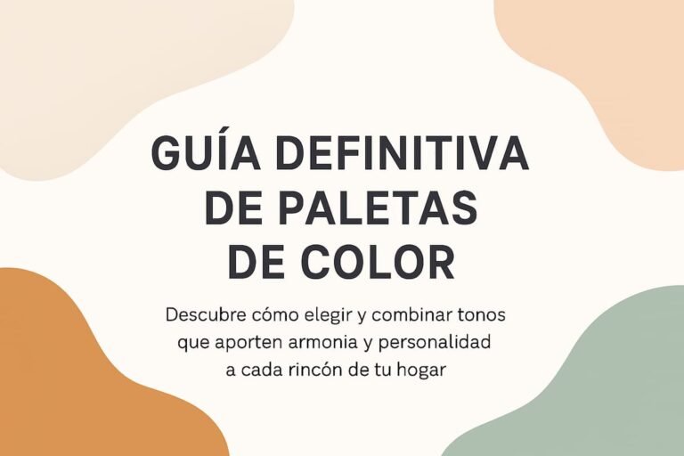 Portada gráfica de la guía definitiva de paletas de color para decoración del hoga